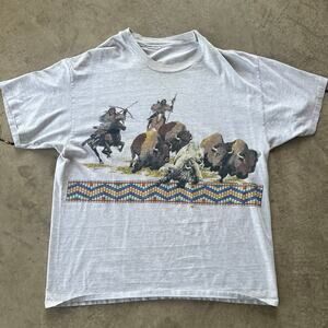 Vintage AOP Adirondacks 80s Native American buffalo tee single stitch
